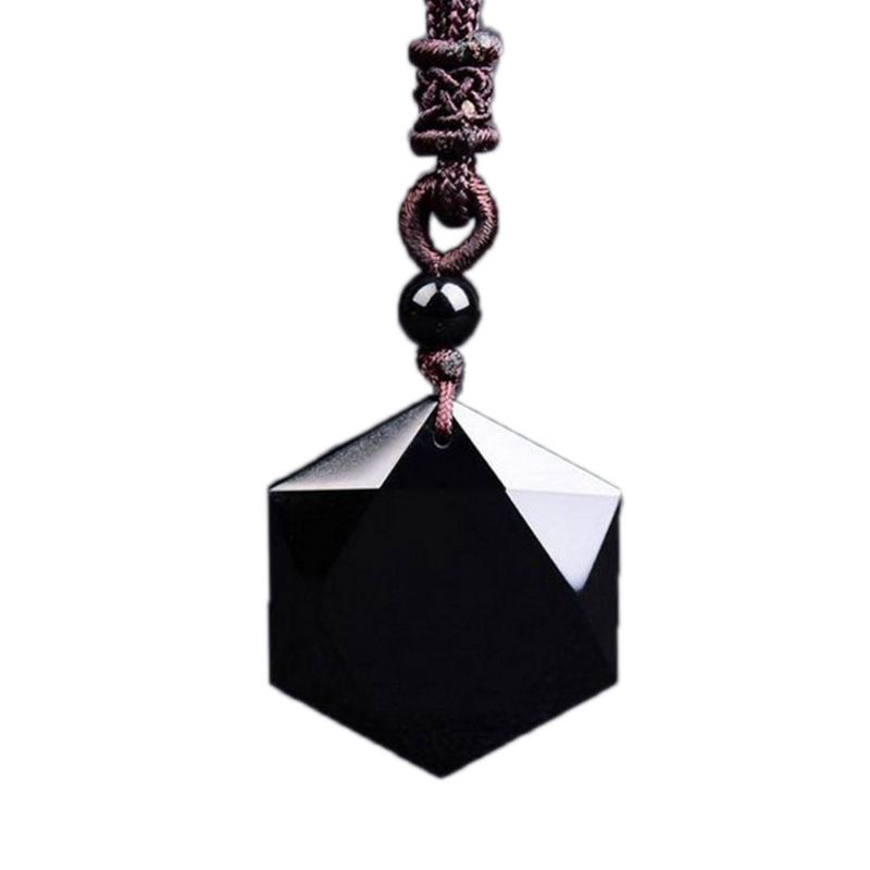 Vòng cổ Mặt Đá Obsidian Hình Ngôi Sao Màu Đen