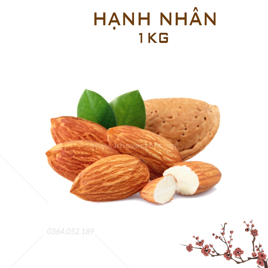 Hạt hạnh nhân 1kg (Hạt dinh dưỡng cao cấp, làm sữa hạt, granola ăn kiêng)