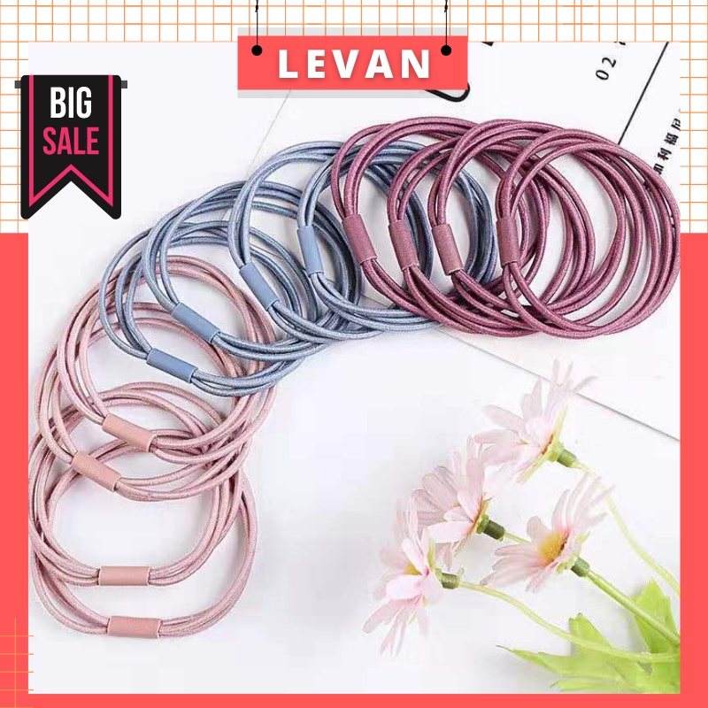 Dây Buộc Tóc Cột Tóc Màu Trơn Dáng Kép Hàn Quốc Mềm Mại Tránh Gãy Rụng Tóc Levan Phụ Kiện Tóc 0005