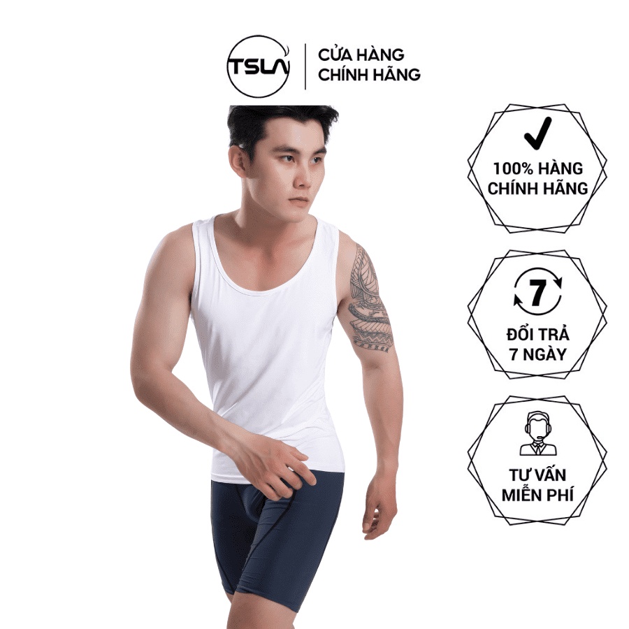 Áo thể thao nam ba lỗ combat TSLA chất thun ôm co giãn thoáng khí thấm hút tốt chống UV tập gym bóng đá bóng rổ DEH1011
