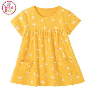 Váy đầm cho bé gái vàng họa tiết thỏ trắng cực xinh 2-7 tuổi Malwee chính hãng - Misolkids by huong274