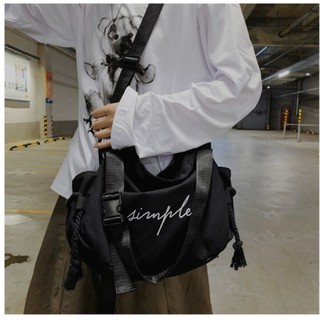 Túi Đeo Chéo SIMPLE BAG Canvas Unisex (Trắng/Đen)