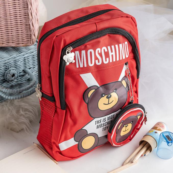 Ba Lô Vải Bố In Hình Gấu Moschino