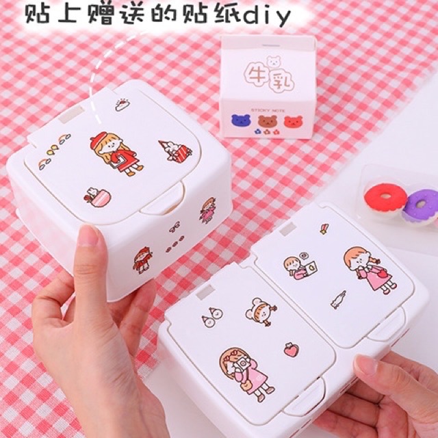 Hộp đựng phụ kiện ( tăng kèm 1 sticker) , màu trắng nhỏ gọn tiện lợi