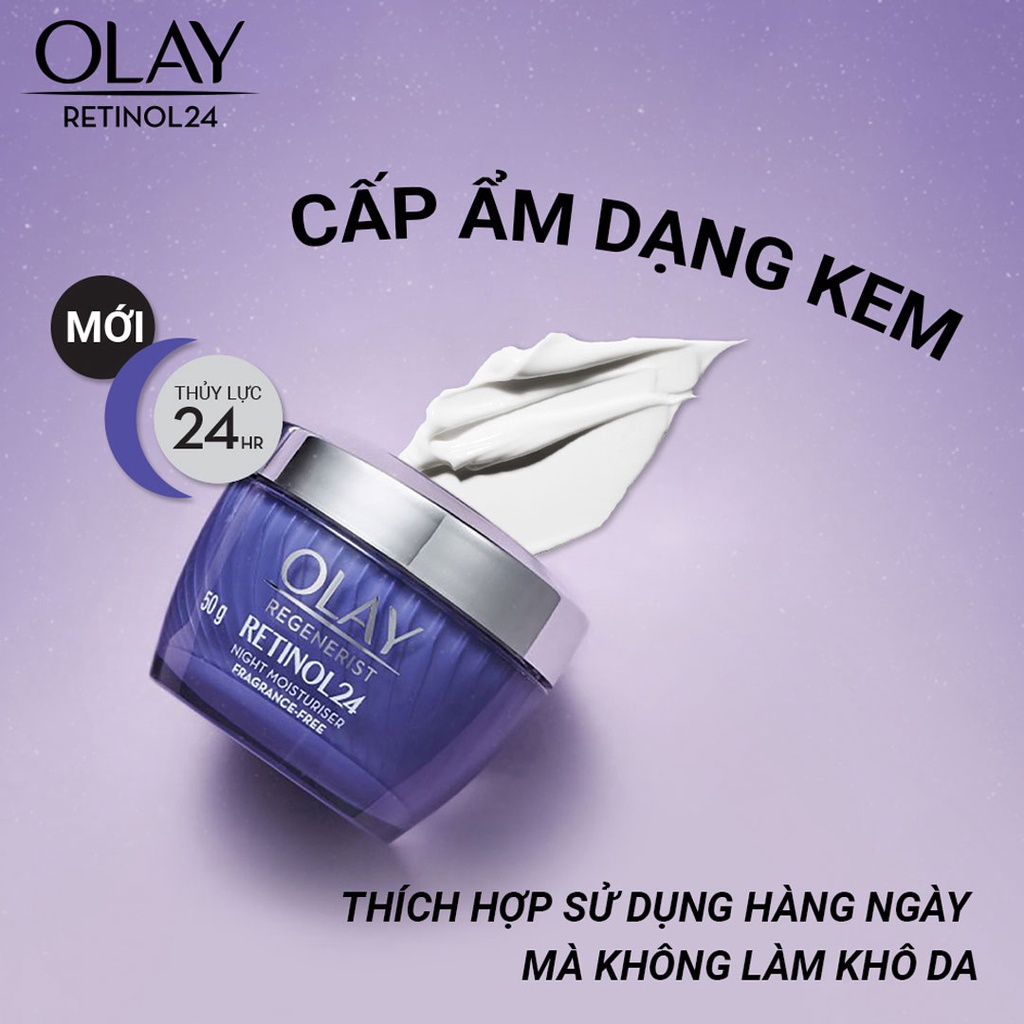 Kem Dưỡng Đêm Olay Ngừa Lão Hóa Chiết Xuất Retinol 24 50g Regenerist Retinol 24 Night Moisturiser Fragrance-Free