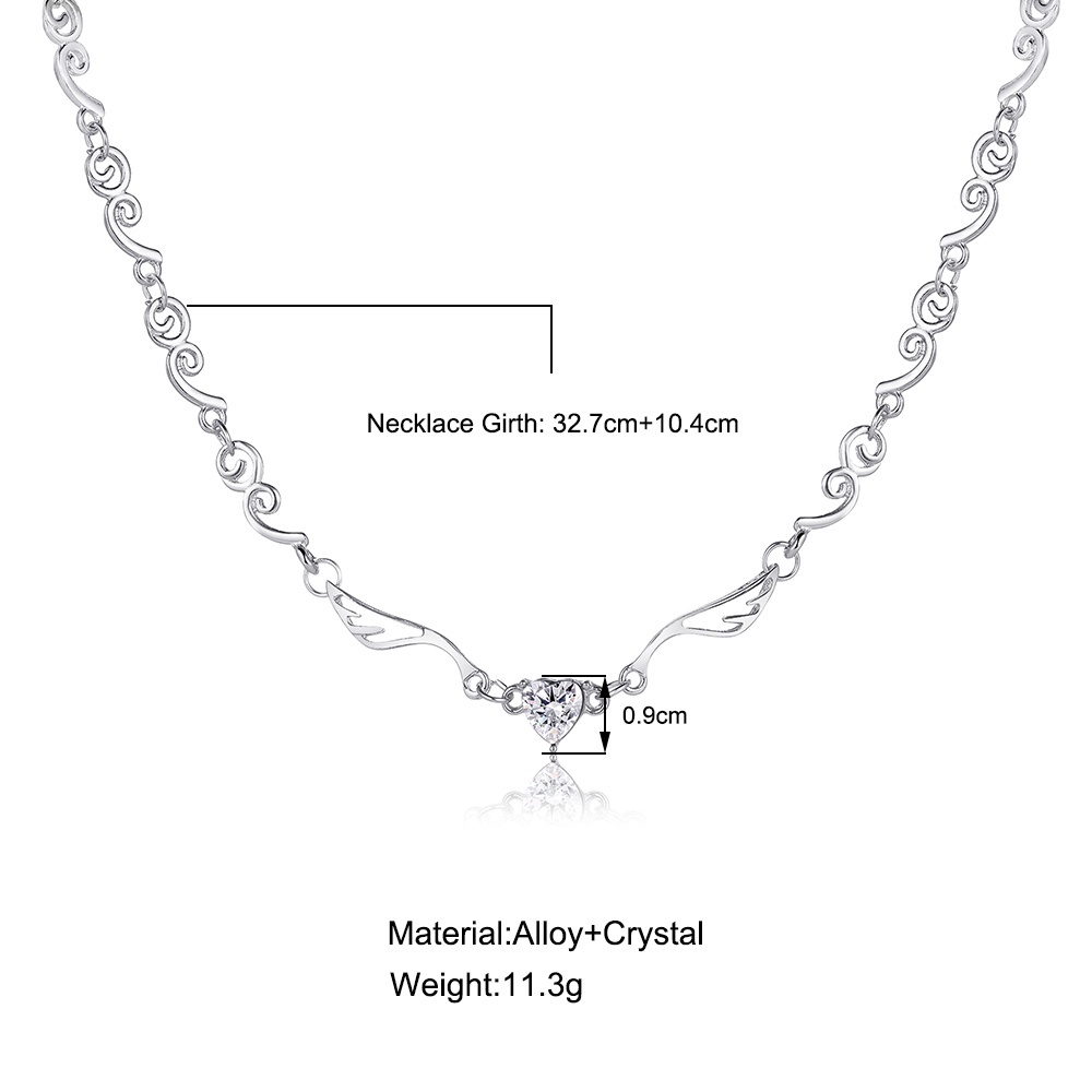 IF ME Vòng cổ Mặt Hình Cánh Thiên Thần Đính Đá Pha Lê Thanh Lịch Cho Nữ