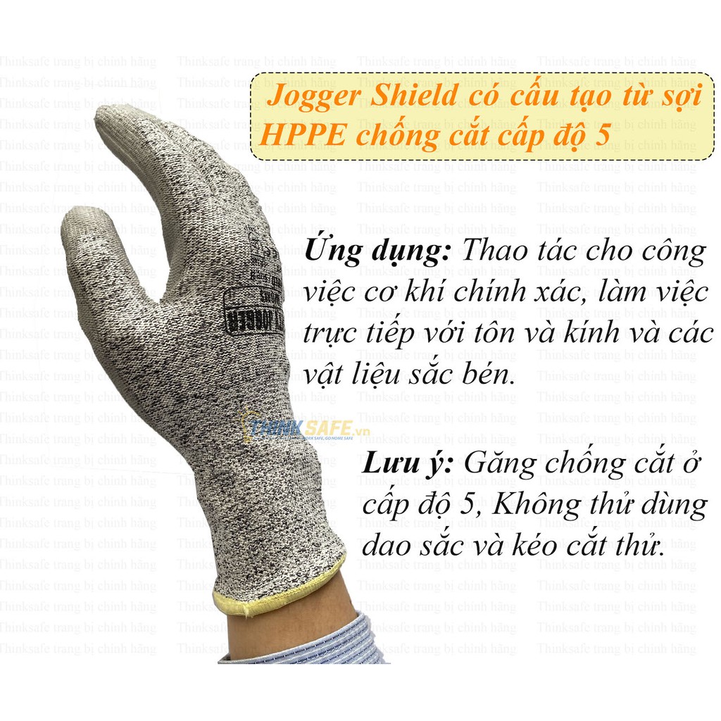 Găng tay chống cắt cấp độ 5 Jogger Thinksafe, bao tay bảo hộ lao động đa dụng, phủ PU lòng bàn tay, chống dầu - Shield