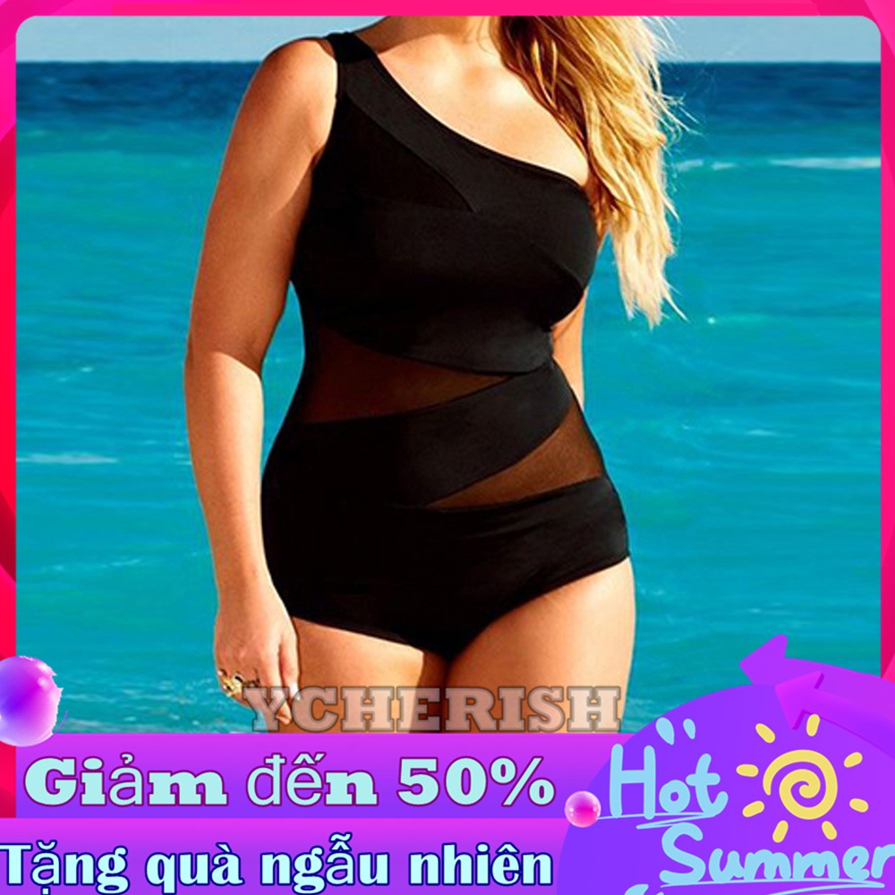 Bikini 1 mảnh màu đen lệch vai quyến rũ cho nữ