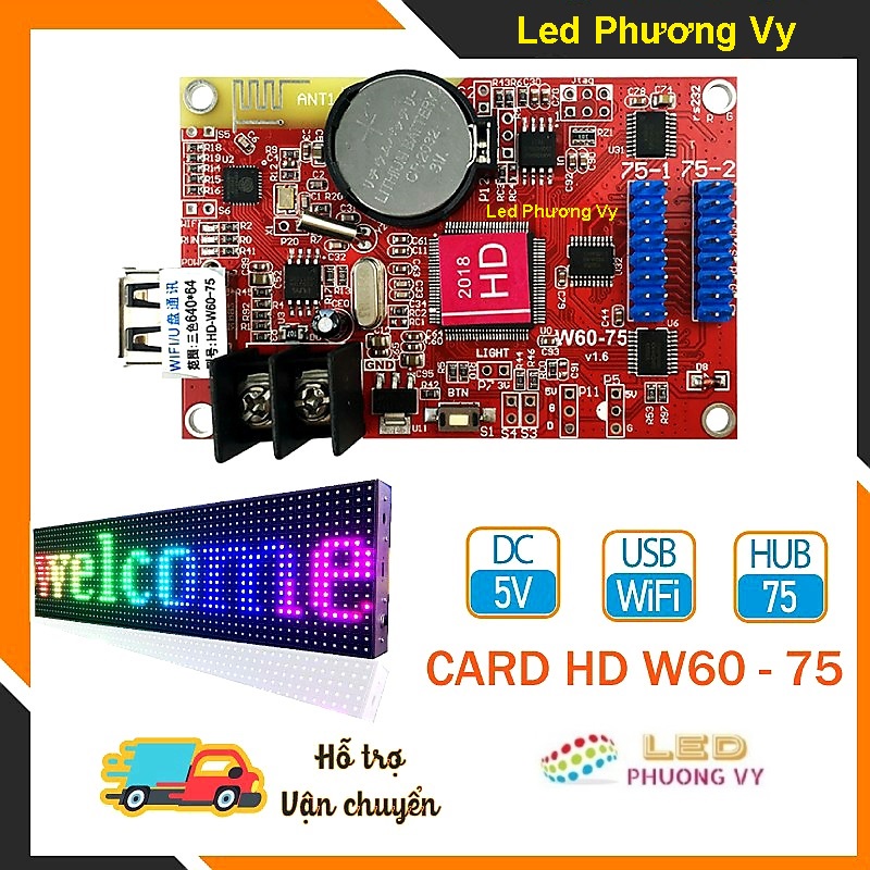 Card HD w60-75 (Wifi - Usb) điều khiển Led ma trận Full màu