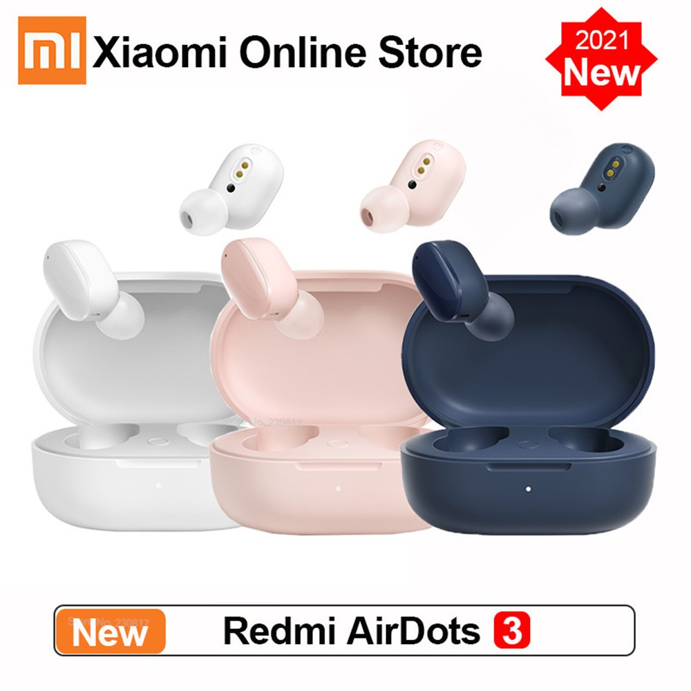 Xiaomi Redmi AirDots 3 TWS Wireless Bluetooth 5.2 Earphone Hybrid Vocalism Mi True Wireless Headset 3 Colors 3.5mm Wired Headphones Bass Stereo HD Sports Waterproof Earphone Mini Music Headsets for iPh.one Samsung Xiaomi