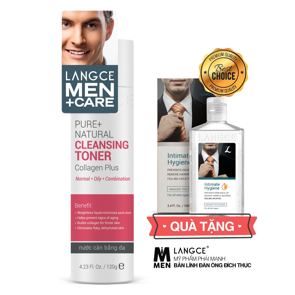 Toner - Nước Cân Bằng Mịn Da Ngừa Dị Ứng Da Dầu 120g TẶNG Gel Vệ Sinh 100ml LANGCE dành cho nam