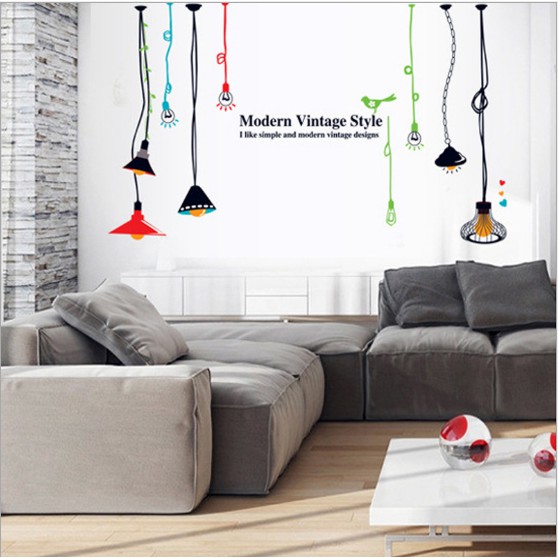 Decal trang trí tường đèn chùm 02