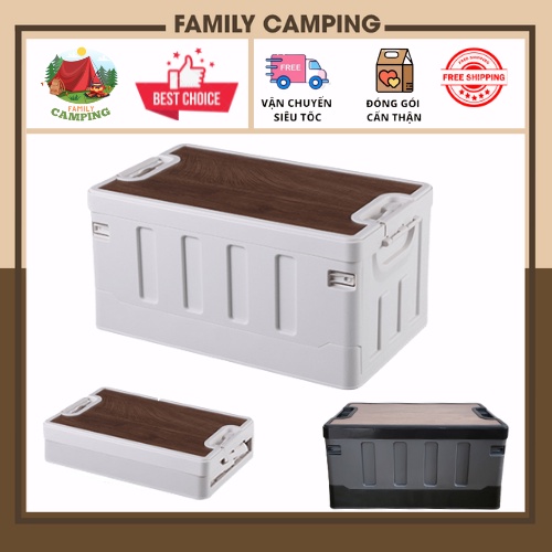Thùng đựng đồ mặt gỗ gấp gọn, thùng đựng đồ xe ôtô, hộp đựng đồ gấp gọn đa năng gia đình văn phòng cắm trại R-7541