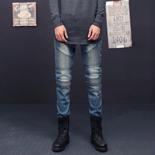 Jeans biker xanh