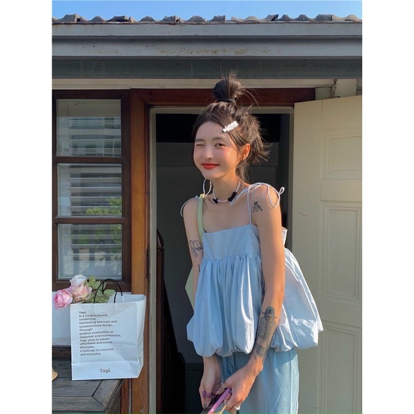 ÁO HAI DÂY- ÁO 2 DÂY FORM QUẢ BÍ DÁNG BABYDOLL HAI LỚP MÀU PASTEL SIÊU XINH, HDB Chizi Shop