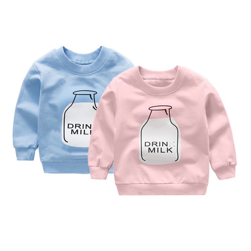 Áo dài tay cổ tròn cho bé trai và bé gái