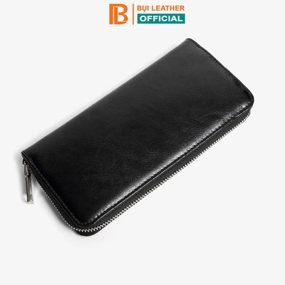Ví nam cầm tay Bụi Leather C105 da bò mill cao cấp có quai giữ ví, 6 ngăn rộng rãi, 12 ngăn chứa thẻ