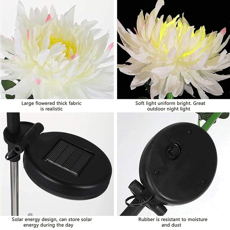 1 Đèn LED Năng Lượng Mặt Trời Chống Thấm Nước Hình Hoa Cúc Trang Trí Sân Vườn Nhà Cửa