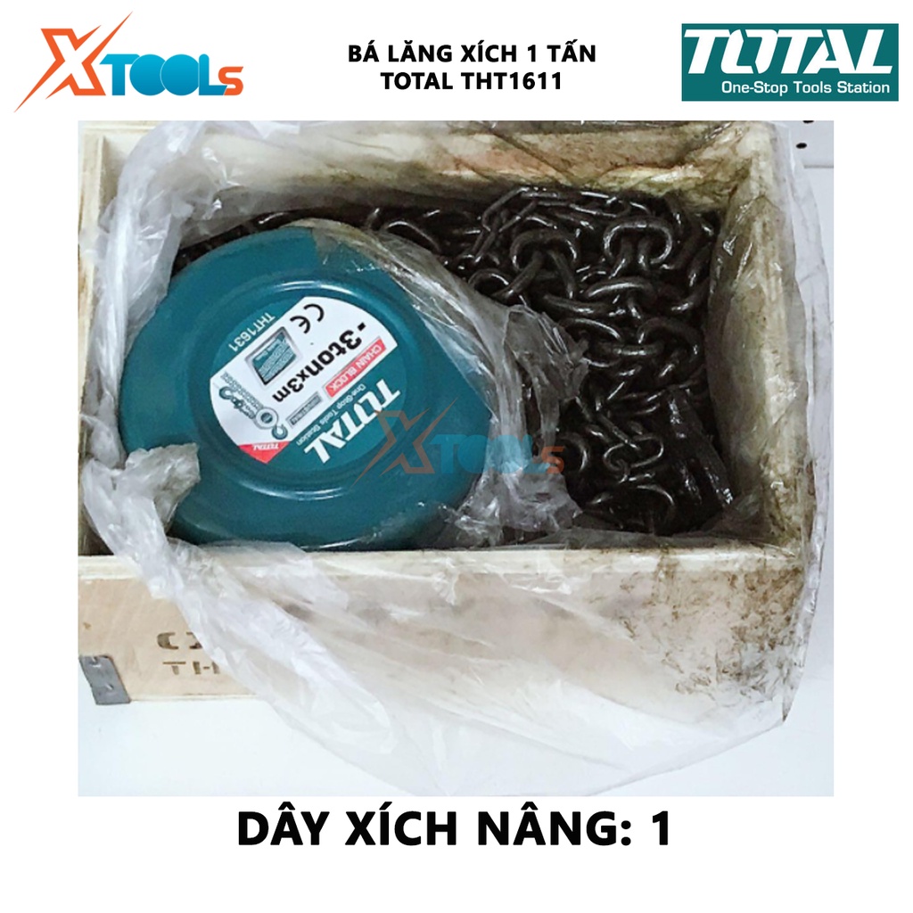 Pa lăng xích TOTAL Bá lăng xích Trọng lượng nâng 1-3 tấn Độ cao nâng 3m Số dây xích nâng 1-2, xích kéo tay, nâng hạ nhẹ