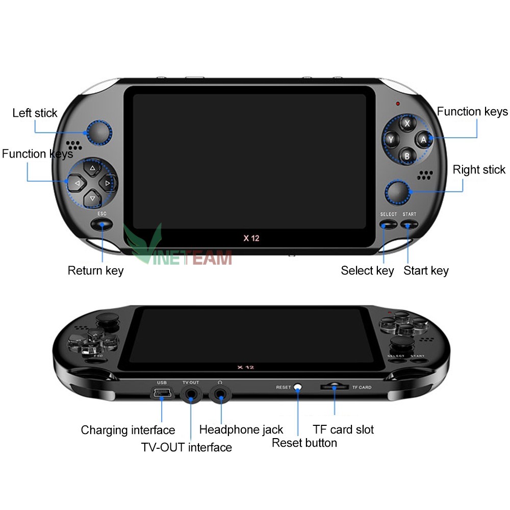 Máy Chơi Game Cầm Tay x7/ X12 / X50 / X60 5.1 Tích Hợp 64bit có sẵn 2000 trò chơi - Bộ nhớ trong 8gb