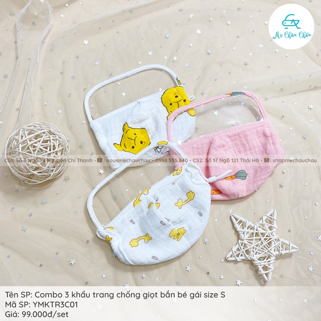 Khẩu Trang Kính Chống Giọt Bắn  Vải Xô Muslin Cho Trẻ Em