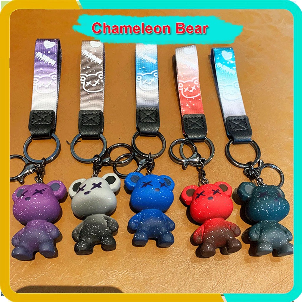Móc Khóa Gấu Hàn Quốc Dễ Thương,Chameleon Bear, Móc Treo Trên Balo, Túi Xách, KB-01