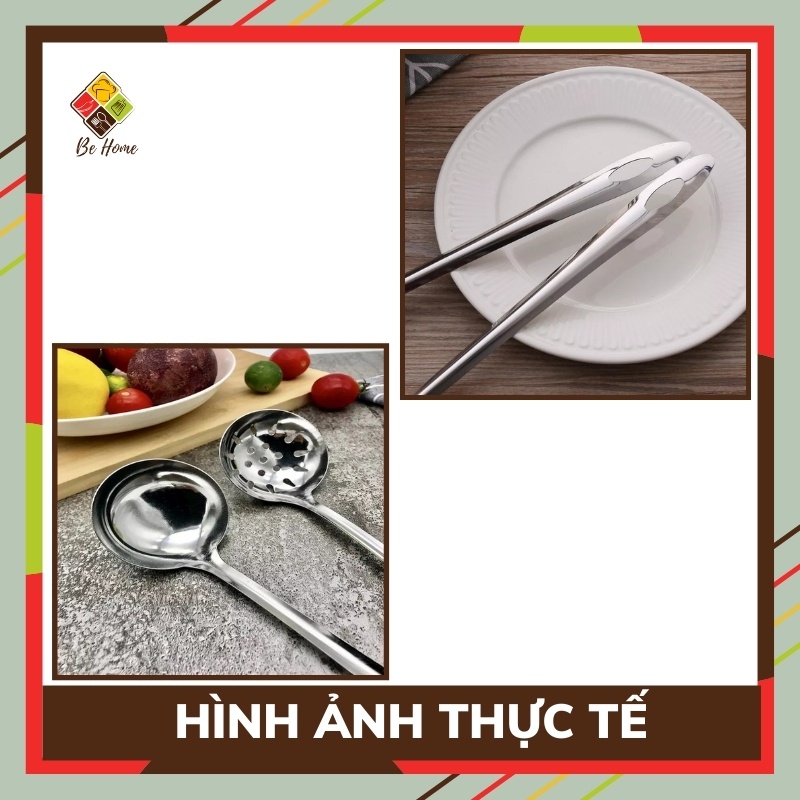 Muôi Múc Canh Muôi Thủng Inox 304 BEHOME Bộ Muôi Inox Cao Cấp Dày Dặn Chắc Chắn Cán Dài Cầm Chắc Tay