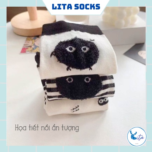 Tất vớ cổ lỡ may nổi hình bồ hóng Susuwatari cực xinh xắn , chất liệu dày dặn không gây bí chân - T10 - Lita Socks