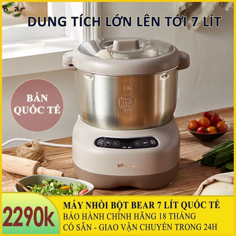 Máy nhào, trộn ủ bột đa năng Bear 7L bản quốc tế mới