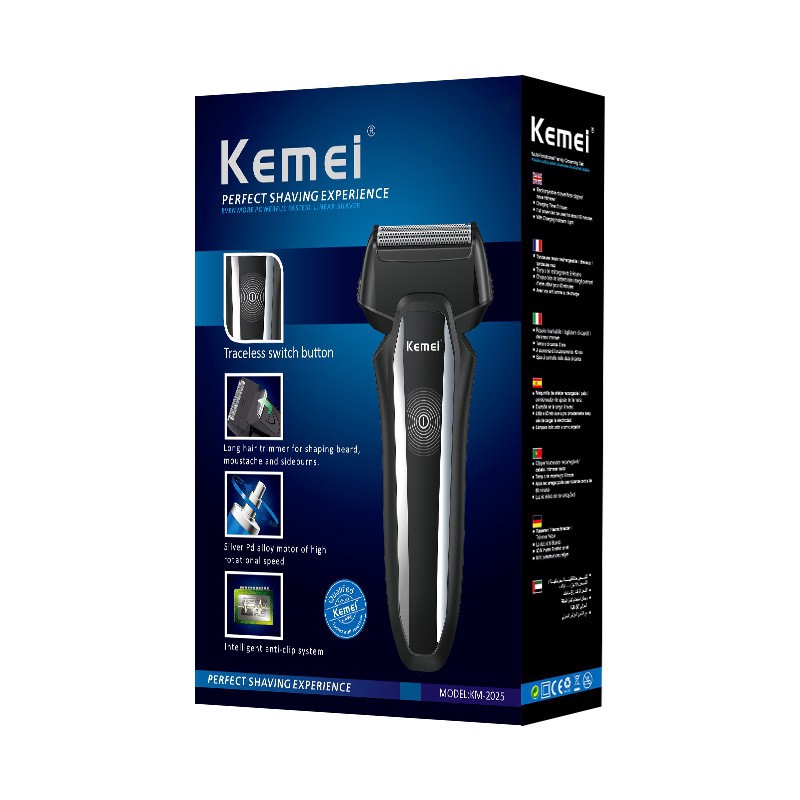 Máy cạo râu điện tử Kemei có đầu sạc usb dành cho nam đi kèm 2 lưới