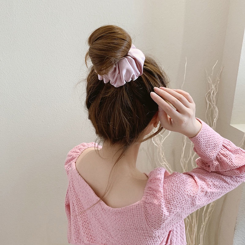 Dây buộc tóc satin bản lớn phong cách Hàn Quốc mùa hè