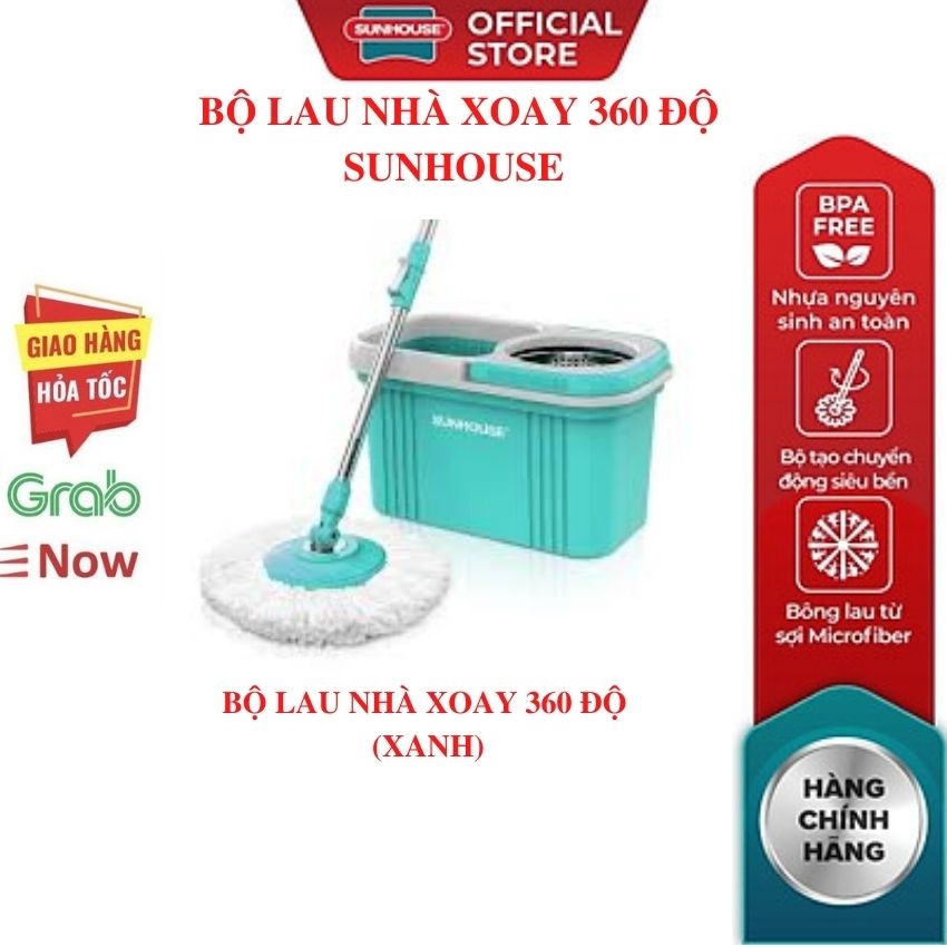 Cây lau nhà thông minh mẫu 2021 bộ xoay 360 độ SUNHOUSE KS-CL260PG-KS-CL260PO-2022 vàng xanh chổi lau nhà  tự vắt