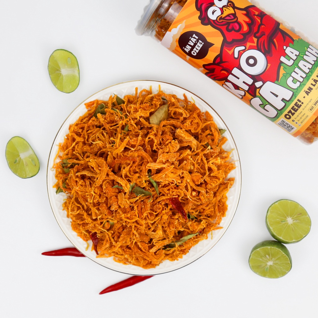 Khô gà lá chanh Ozee hộp 300g siêu ngon đồ ăn vặt Hà Nội