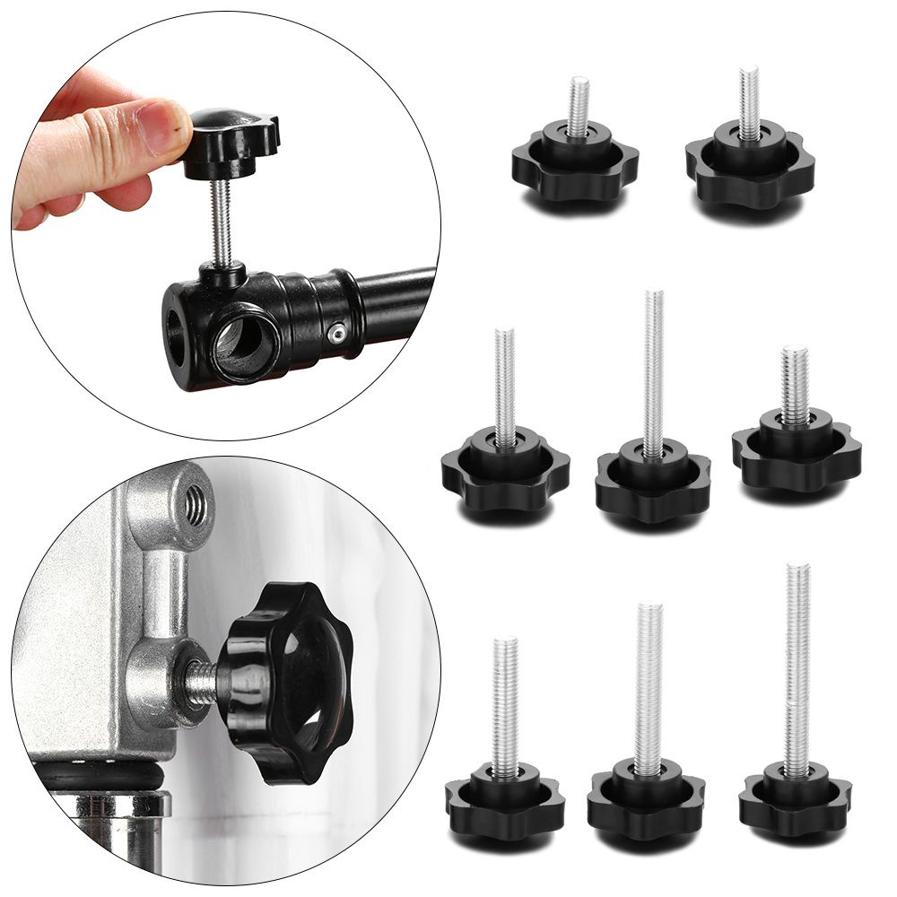 KUNHEV Set 4 núm vặn tay cầm kiểu M6 M8 bằng thép carbon màu đen hình ngôi sao