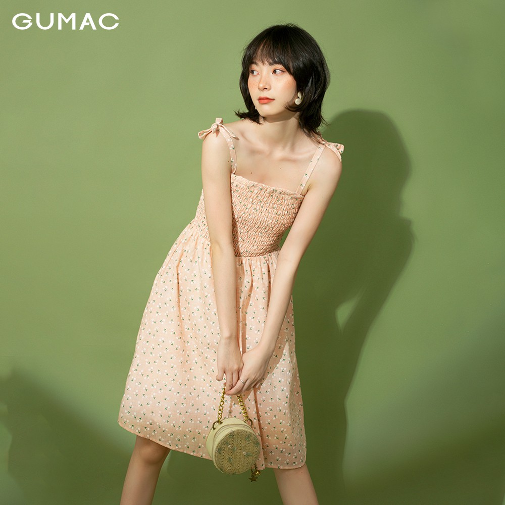 [Mã MABR07062 giảm 8% tối đa 50K đơn từ 249K] Đầm nữ 2 dây nhún thun GUMAC dễ thương đủ màu đủ size DB1185 | BigBuy360 - bigbuy360.vn