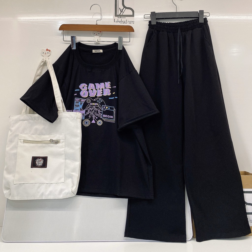 Quần ống rộng Lylyshop Unisex, quần dài cạp chun có dây rút điều chỉnh eo vải co dãn dày dặn mặc 4 mùa | BigBuy360 - bigbuy360.vn