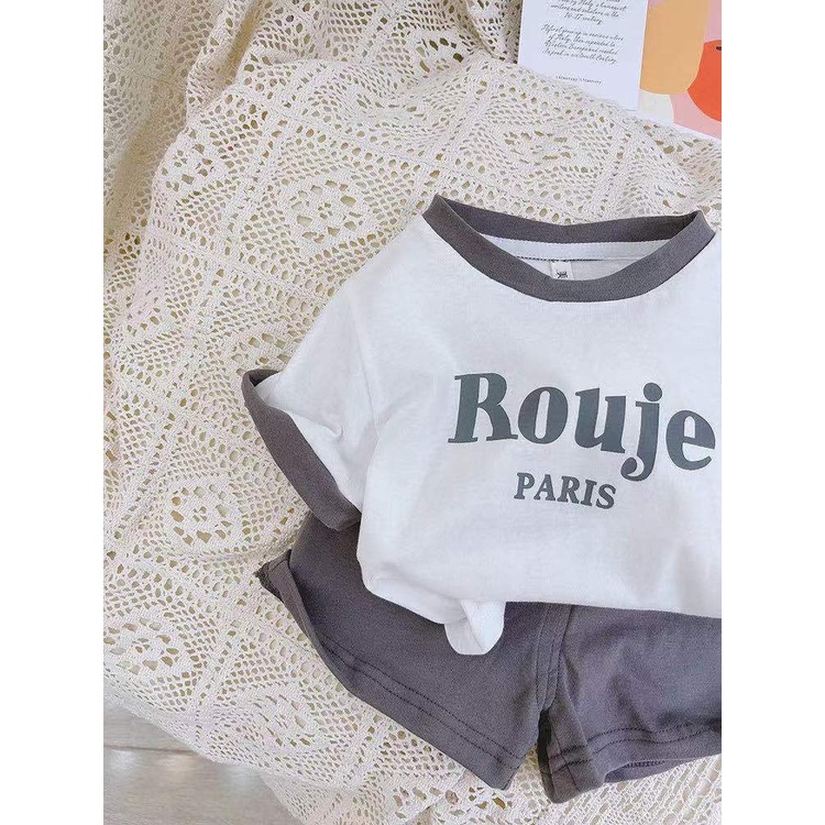 Bộ Cộc Tay Cho Bé Trai, Bé Gái MINKY BABY In Chữ ROUJE PARIS Từ 8-28kg