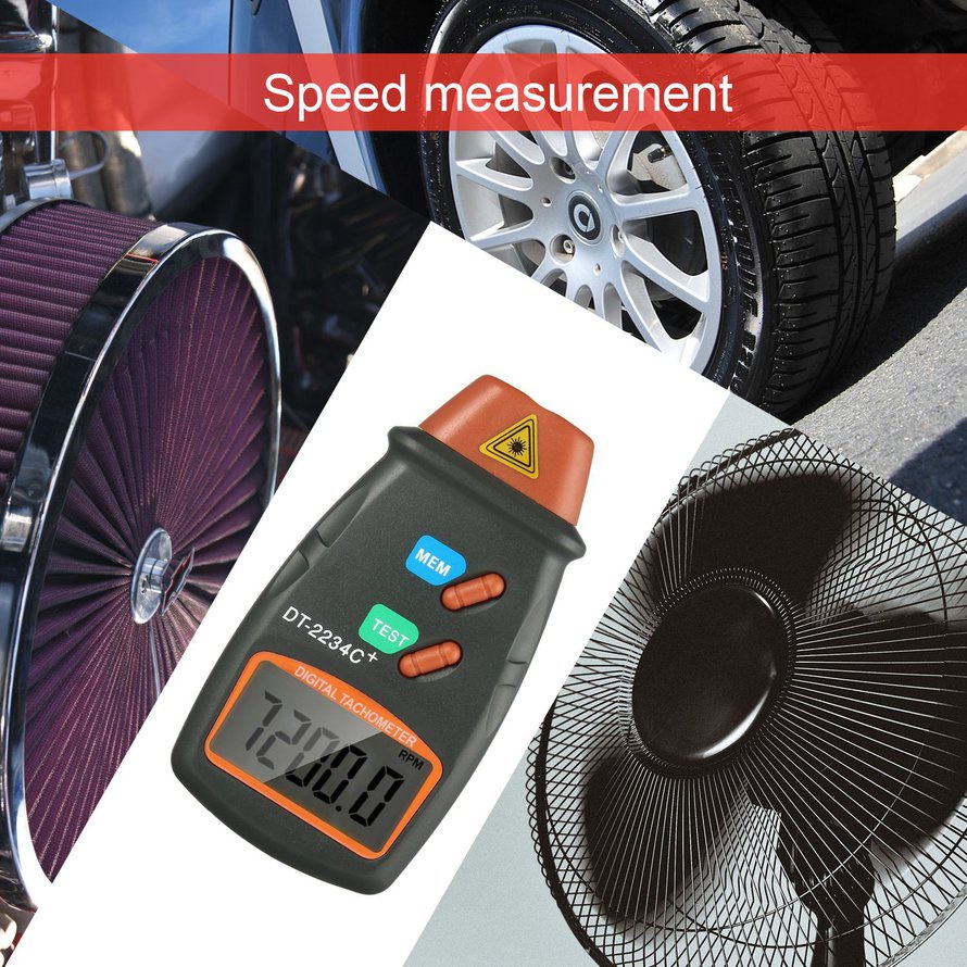 Máy đo tốc độ ảnh laser kỹ thuật số không tiếp xúc Động cơ đo tốc độ RPM Tach