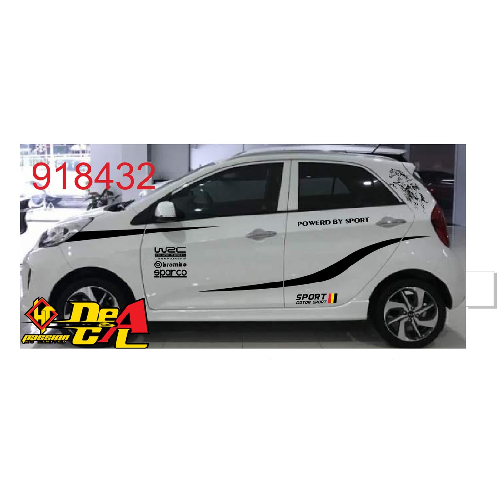 Tem dán sườn ô tô 4 chỗ Kia Morning - Decal ô tô siêu bền- 917571, 918200, 918234, 918432