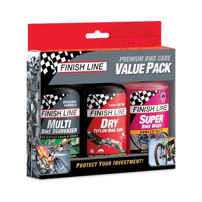 Combo 3 chai dầu vệ sinh xe và vệ sinh/bôi trơn sên/xích xe đạp, hiệu FinishLine Premium Bike Care Value Pack