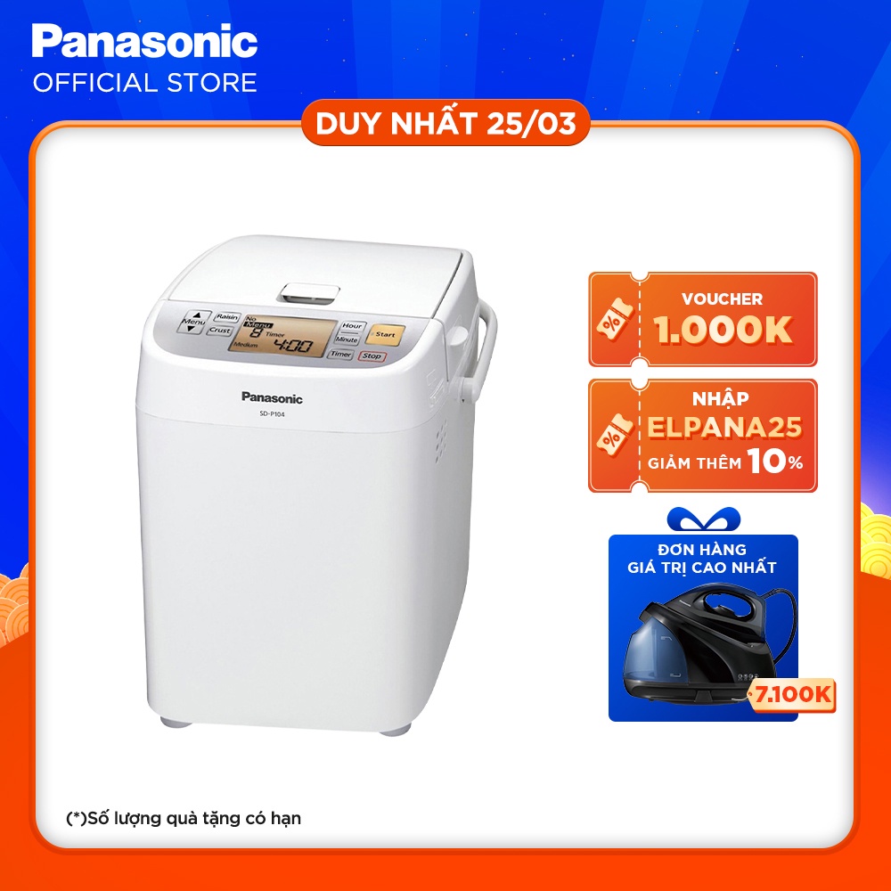 [Mã ELBAU7 giảm 7% đến 1TR]Máy Làm Bánh Mì Panasonic PALN-SD-P104WRA - Hàng chính hãng