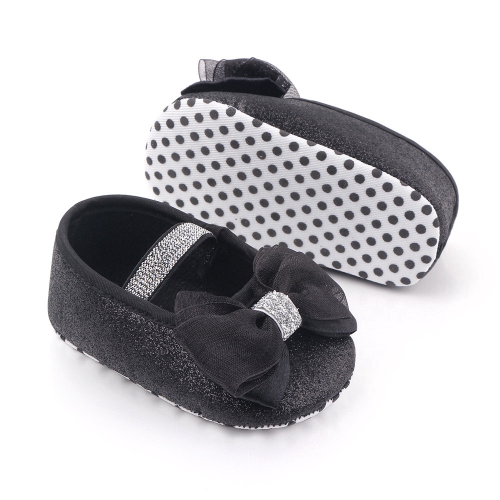 0-1T Newborn Baby Shoes Rose Bling Little Girl Pre Walker Shoes Cute Bow Casual Infant Toddler Shoe Black