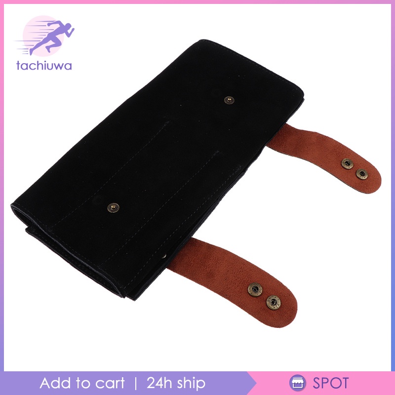 [TACHIUWA]Durable Leather Hair Cutting Scissors Pouch Rolled Bag for Hairdresser Black