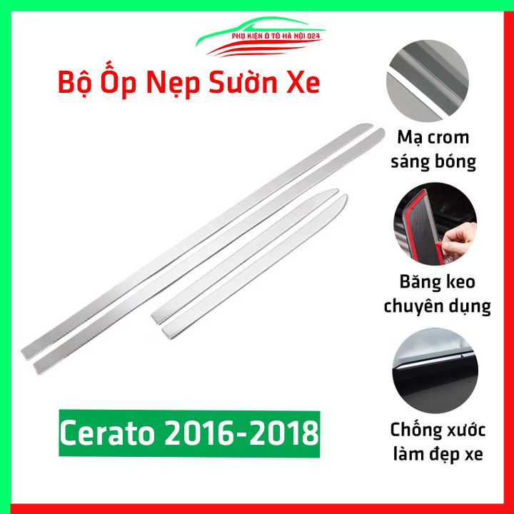 Bộ ốp nẹp sườn Cerato 2016-2018 mạ crom trang trí làm đẹp xe