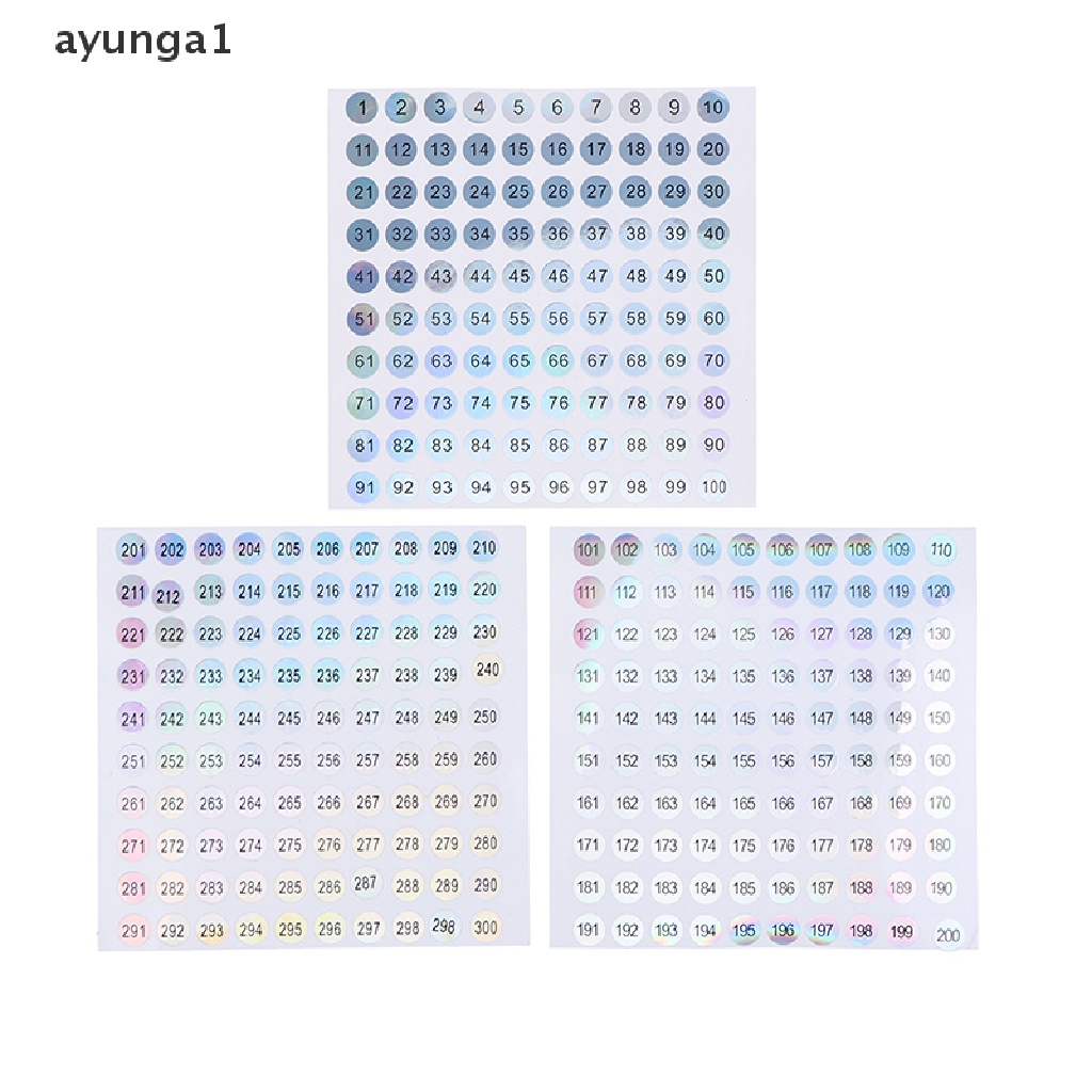 [ayunga1] Waterproof Number 1-300 Laser Labels Stickers Nail Polish Lipstick Number Tags [new]