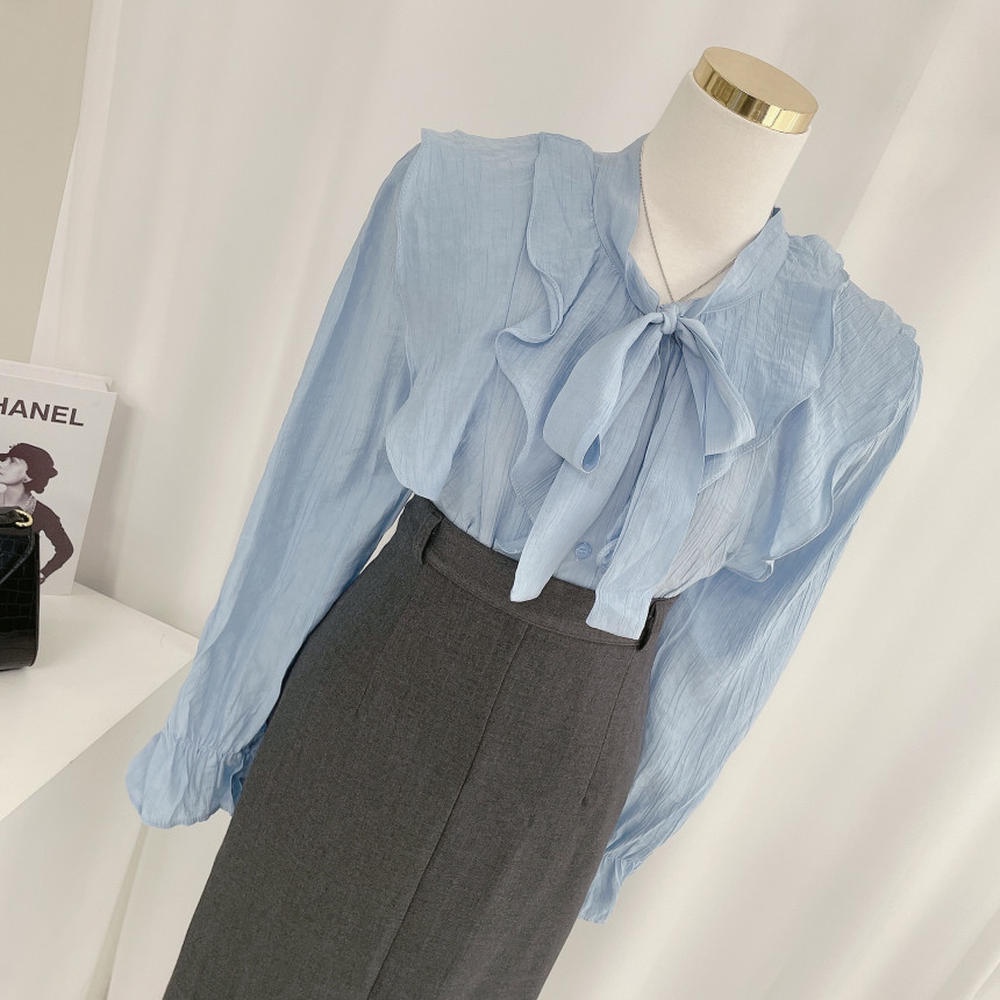 Áo Sơ Mi Voan Cổ Thắt Nơ Thanh Lịch 49763