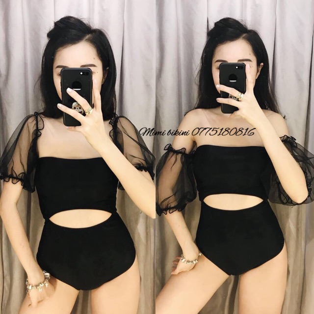 Áo tắm liền thân tay voan