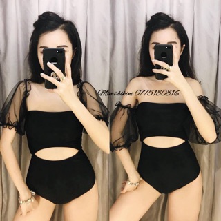 Áo tắm liền thân tay voan