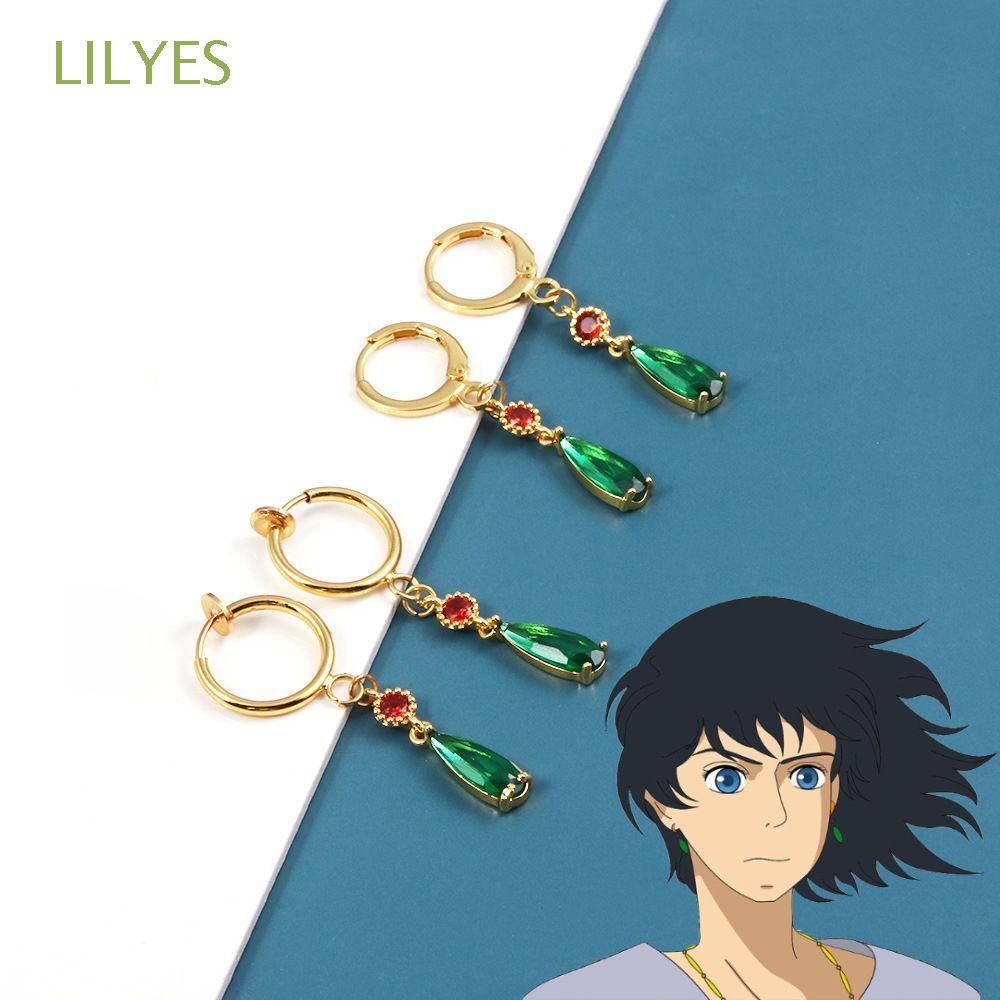 LILYES Bông tai dáng dài hình anime màu xanh lá cây cá tính thời trang cho nữ