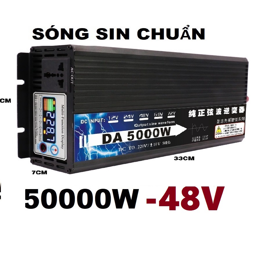 Bộ chuyển đổi điện công suất 5000W DC 48V sang AC 220V sóng sin chuẩn với màn hình LCD MÀU